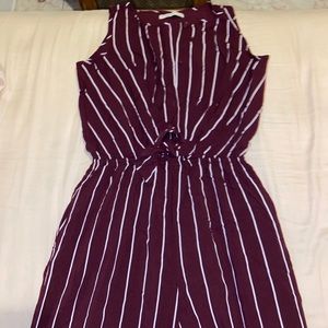 burgundy with white stripes jumpsuit